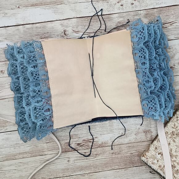 Small Blue Paisley and Beige Junk Journals, Chunky Handmade Recycled Journal - Picture 11 of 16